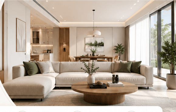 Modern cream living room interior