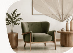 Olive accent chair interior corner